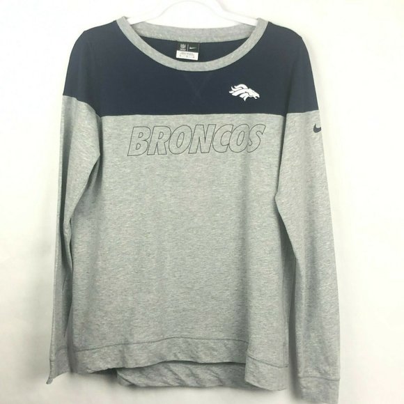 Nike Tops - Denver Broncos Womens Sweatshirt Medium Nike Long Sleeve Lightweight Gray Blue